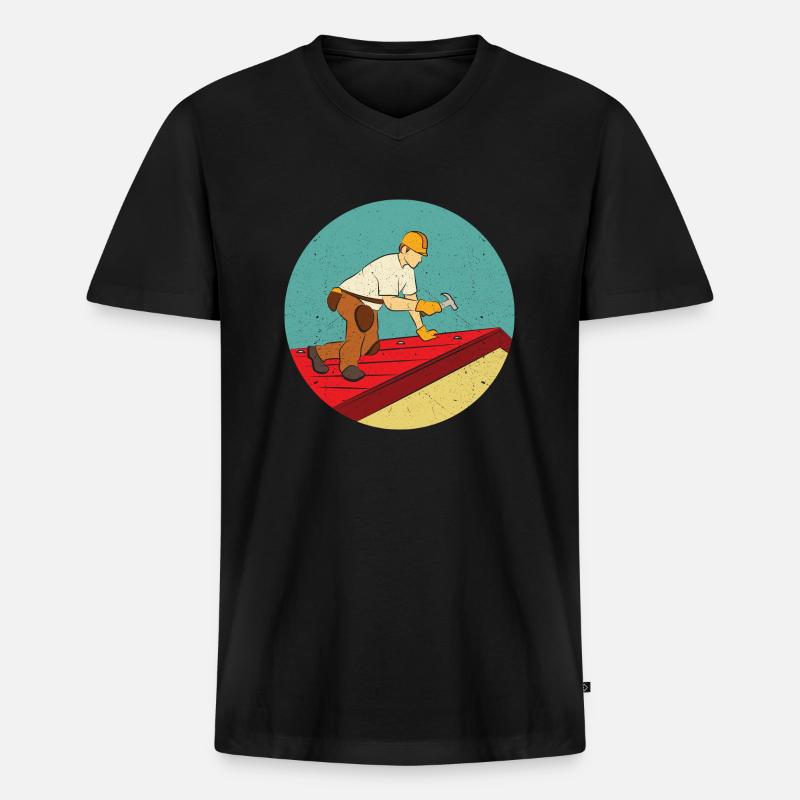 Dachdecker der einzig wahre Handwerker - Männer Premium Bio T-Shirt mit V-Ausschnitt - Schwarz