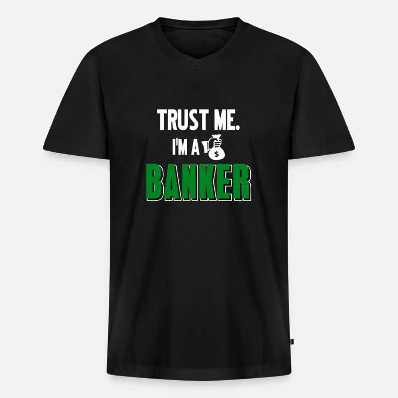 Banker Geschenk - Männer Premium Bio T-Shirt mit V-Ausschnitt - Schwarz