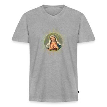 Maria Madonna - Männer Premium Bio T-Shirt mit V-Ausschnitt - Grau meliert - Vorne