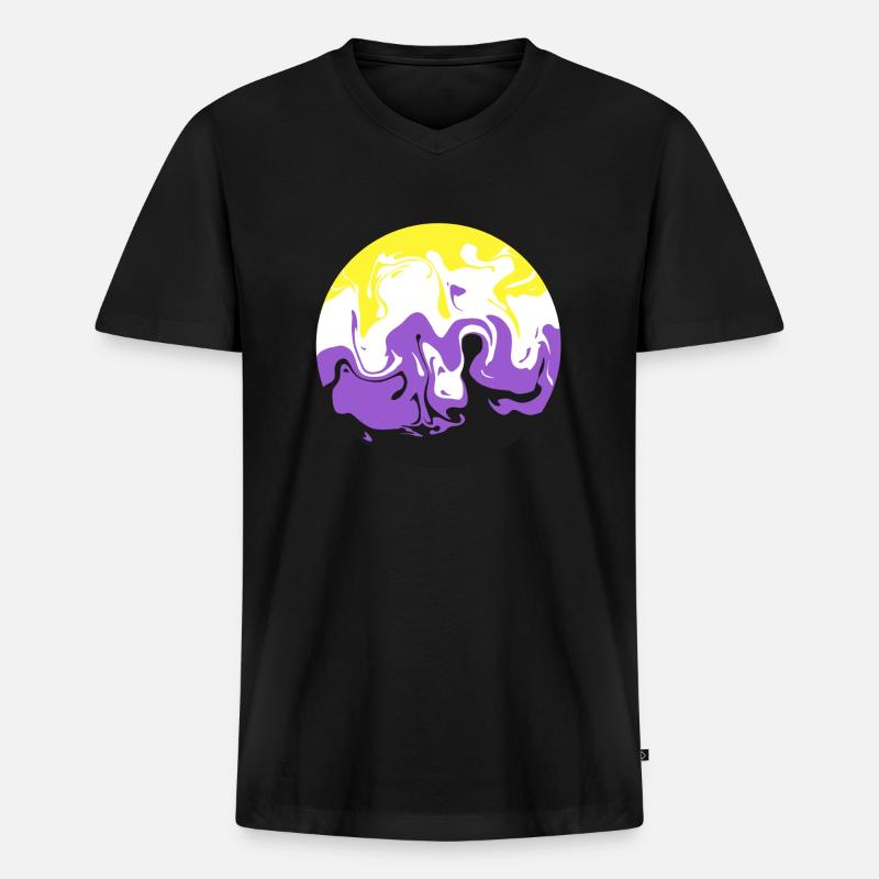 Non Binary Swirl - Männer Premium Bio T-Shirt mit V-Ausschnitt - Schwarz