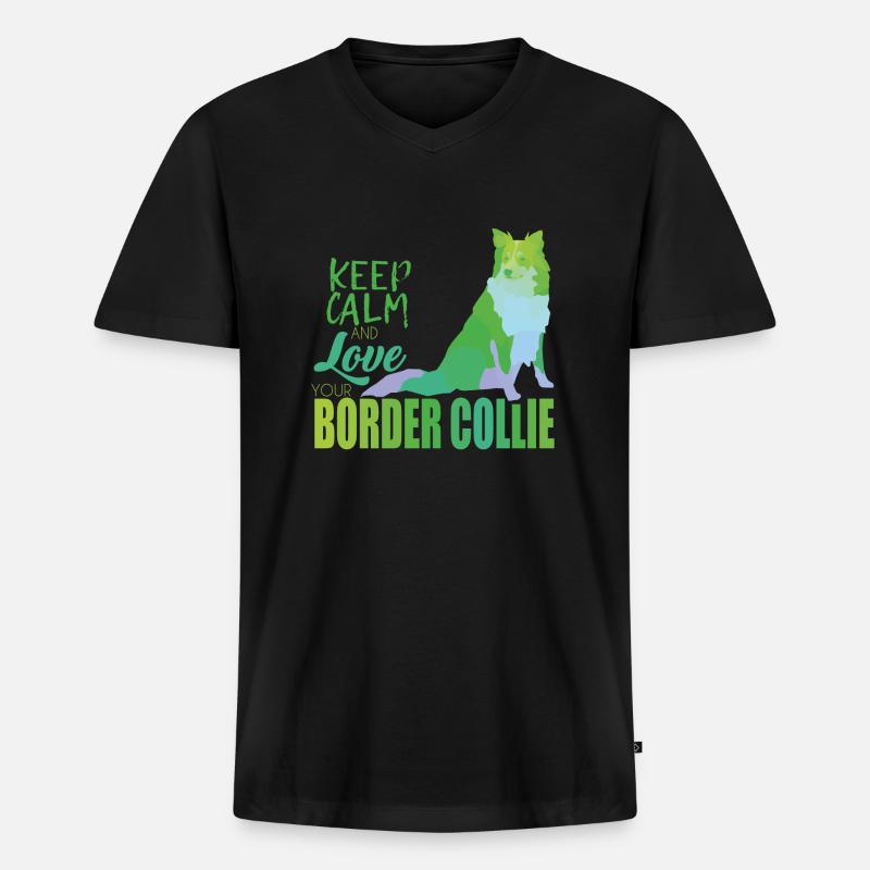 Border Collie - Männer Premium Bio T-Shirt mit V-Ausschnitt - Schwarz