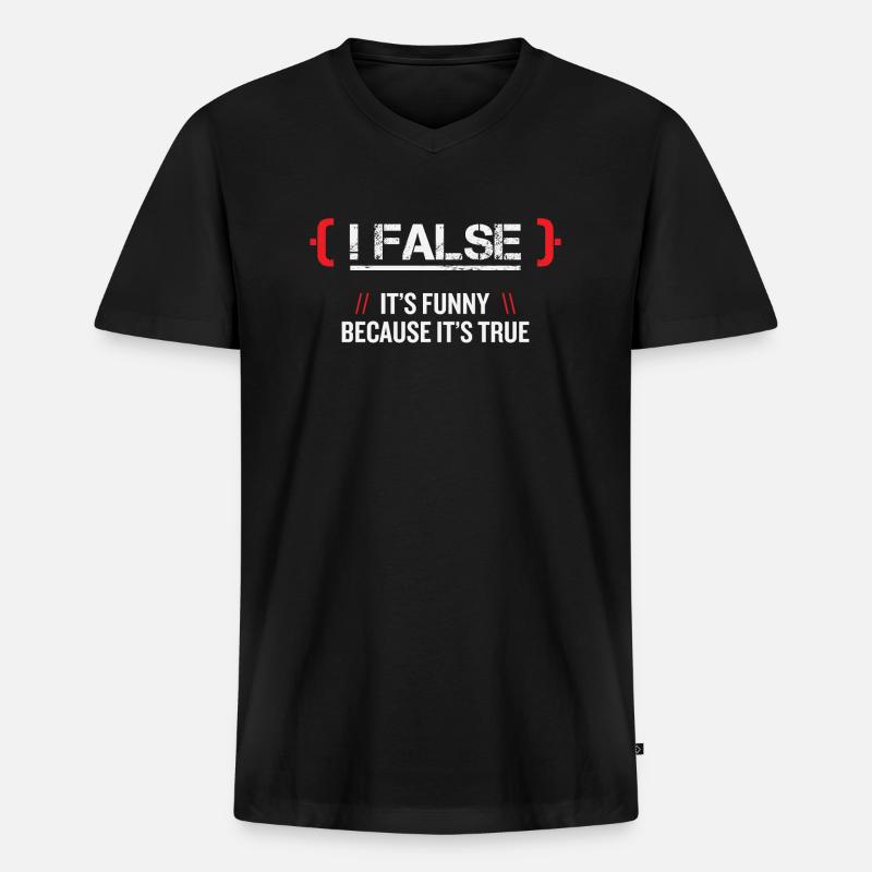 False Programmmierer - Männer Premium Bio T-Shirt mit V-Ausschnitt - Schwarz