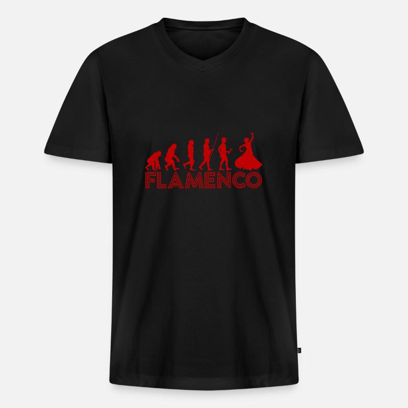 Flamenco Evolution 2 - Männer Premium Bio T-Shirt mit V-Ausschnitt - Schwarz