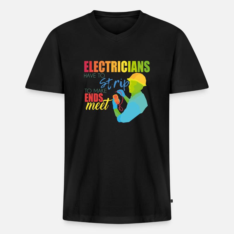 Elektriker - Männer Premium Bio T-Shirt mit V-Ausschnitt - Schwarz