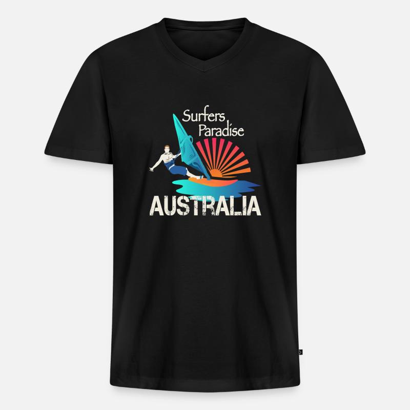 Surfers Paradise Surfer - Männer Premium Bio T-Shirt mit V-Ausschnitt - Schwarz