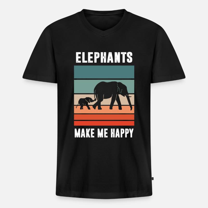 Elefanten - Männer Premium Bio T-Shirt mit V-Ausschnitt - Schwarz