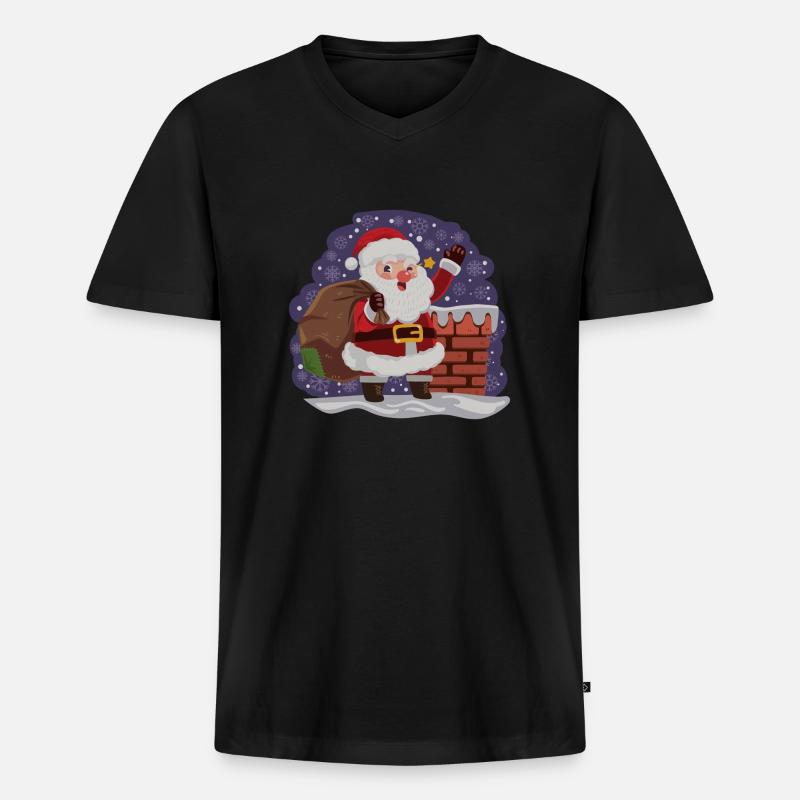 Der Weihnachtsmann ist da. - Männer Premium Bio T-Shirt mit V-Ausschnitt - Schwarz