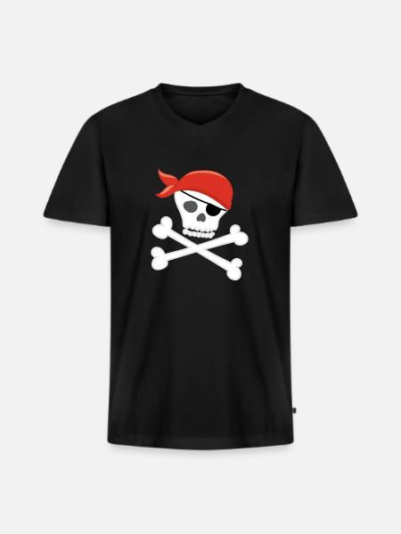PIRATE - T-shirt encolure en V Premium bio Homme - noir