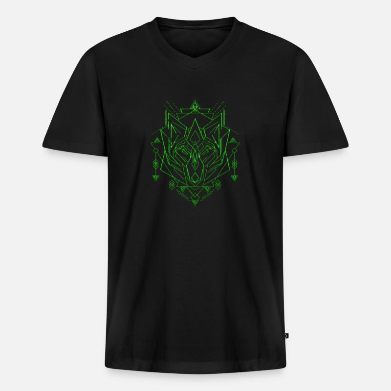 Wolfsgeometrie - Männer Premium Bio T-Shirt mit V-Ausschnitt - Schwarz