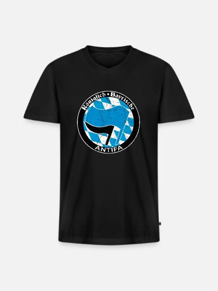 antifa - Männer Premium Bio T-Shirt mit V-Ausschnitt - Schwarz