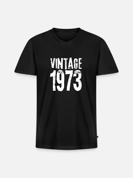 Millésime 1973 - T-shirt encolure en V Premium bio Homme - noir