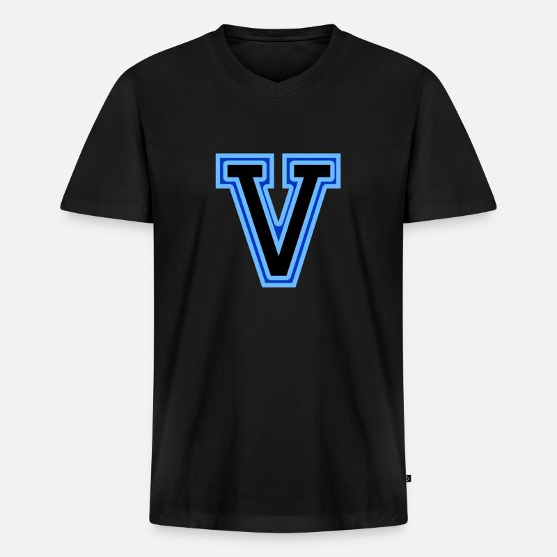 Brief V 7 - Männer Premium Bio T-Shirt mit V-Ausschnitt - Schwarz