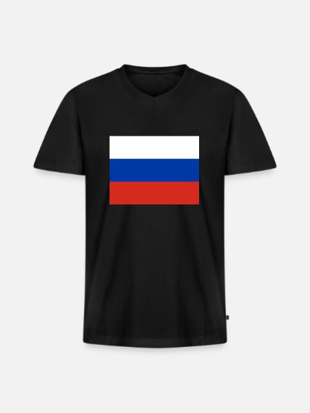 russia - Men's Premium Organic T-shirt with V-neck - black
