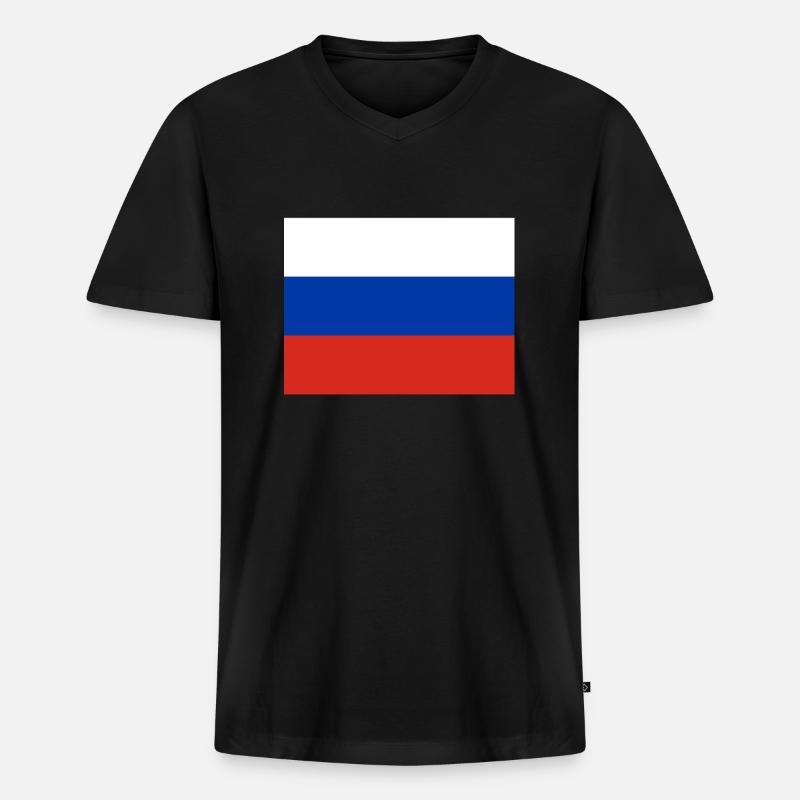 Russland - Männer Premium Bio T-Shirt mit V-Ausschnitt - Schwarz