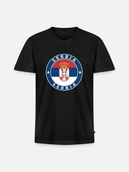 Serbia - Männer Premium Bio T-Shirt mit V-Ausschnitt - Schwarz