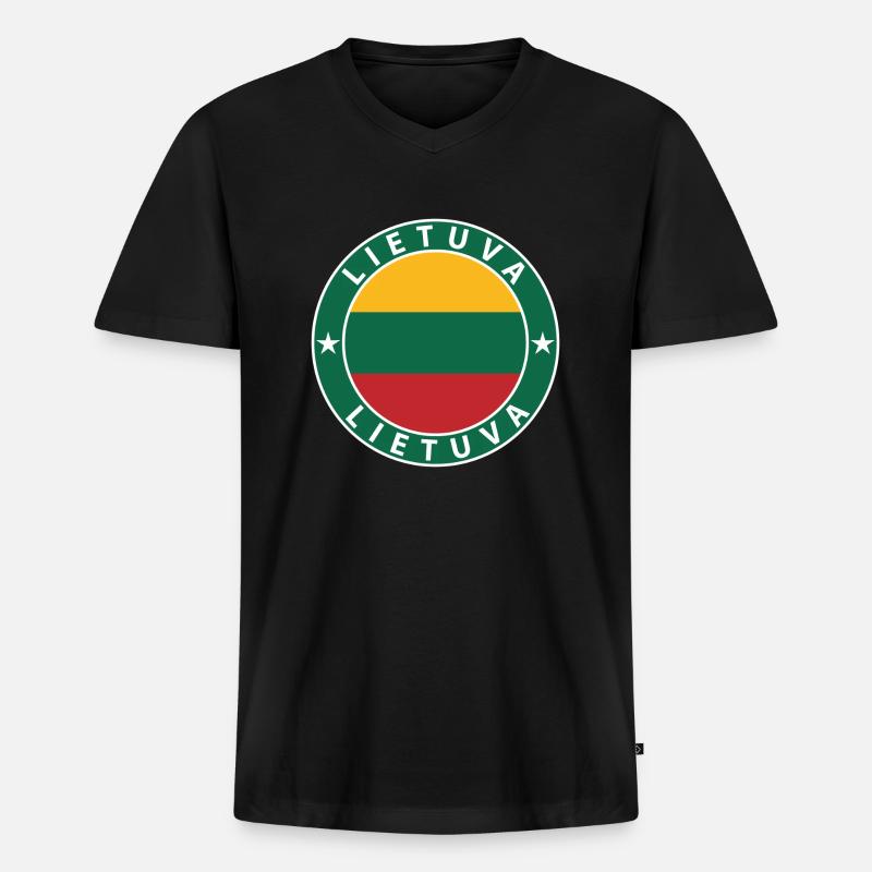 Litauen - Männer Premium Bio T-Shirt mit V-Ausschnitt - Schwarz