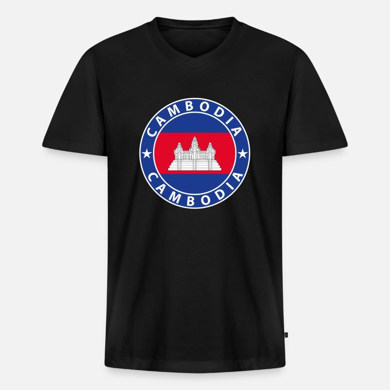 Cambodia - Männer Premium Bio T-Shirt mit V-Ausschnitt - Schwarz