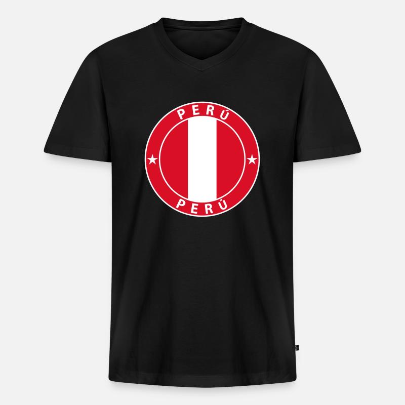 Peru - Männer Premium Bio T-Shirt mit V-Ausschnitt - Schwarz