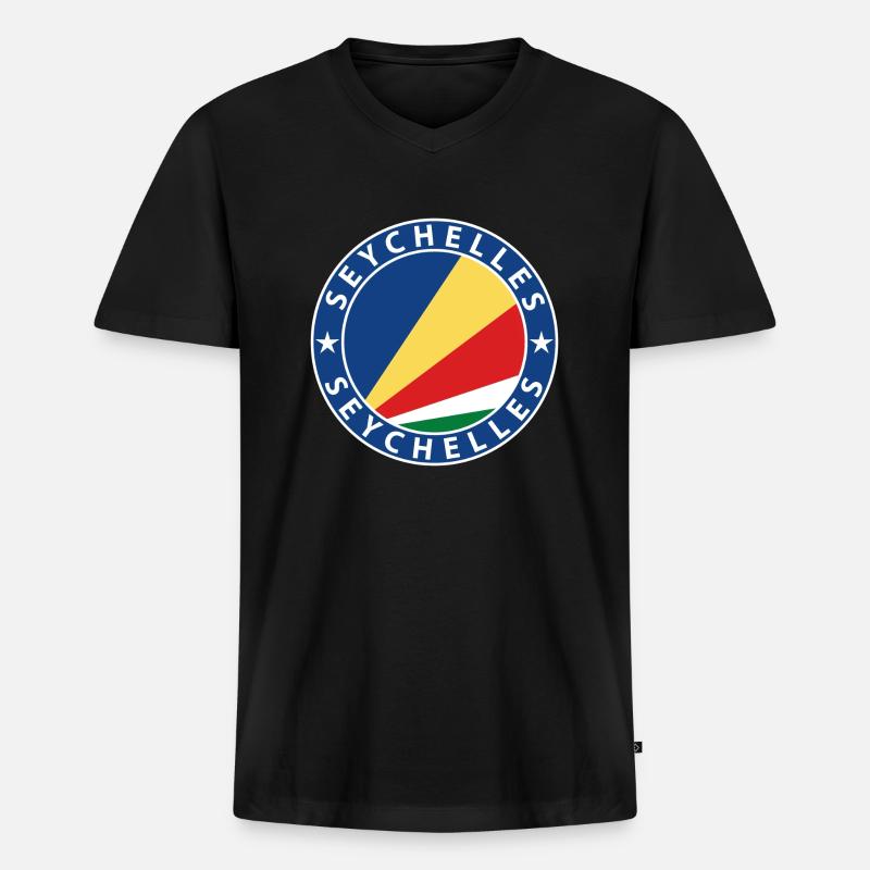 Seychellen - Männer Premium Bio T-Shirt mit V-Ausschnitt - Schwarz