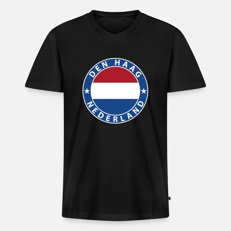 Den Haag - Männer Premium Bio T-Shirt mit V-Ausschnitt - Schwarz