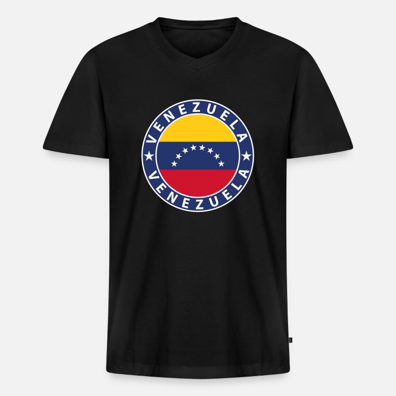 Venezuela - Männer Premium Bio T-Shirt mit V-Ausschnitt - Schwarz