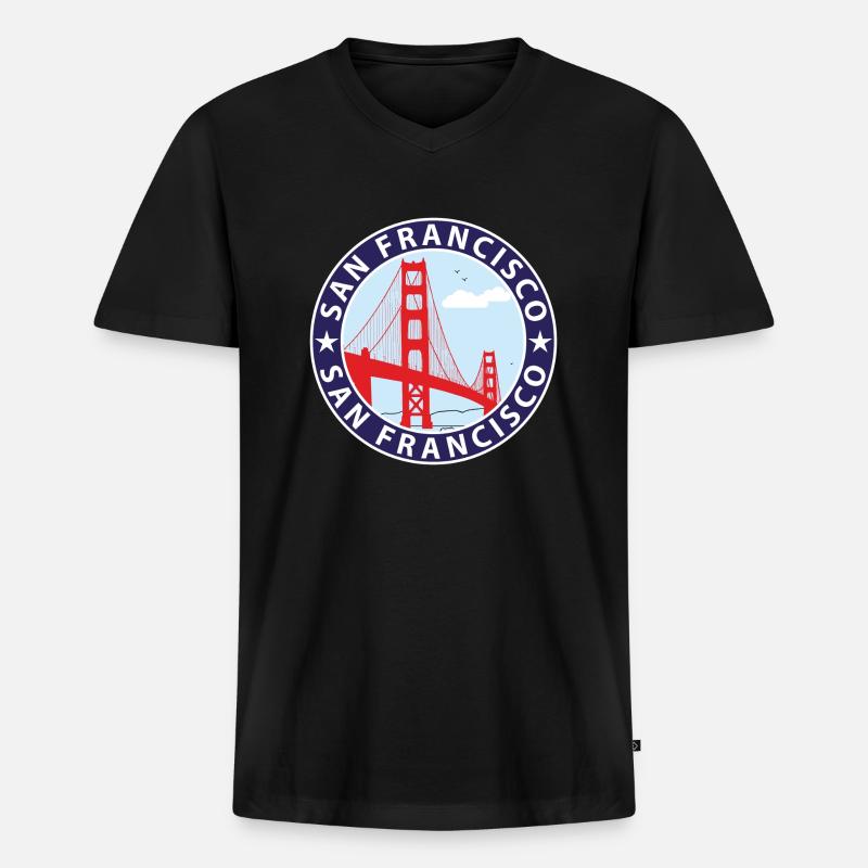San Francisco - Männer Premium Bio T-Shirt mit V-Ausschnitt - Schwarz