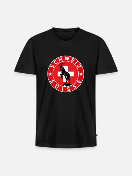 Schweiz - Männer Premium Bio T-Shirt mit V-Ausschnitt - Schwarz