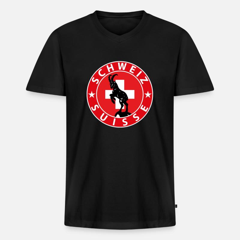Schweiz - Männer Premium Bio T-Shirt mit V-Ausschnitt - Schwarz