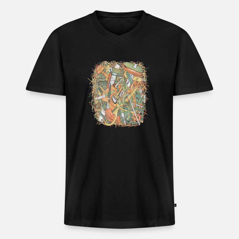 Creator-Tools. - Männer Premium Bio T-Shirt mit V-Ausschnitt - Schwarz