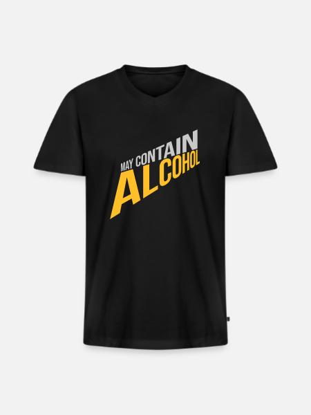 May contain alcohol Text - Men's Premium Organic T-shirt with V-neck - black