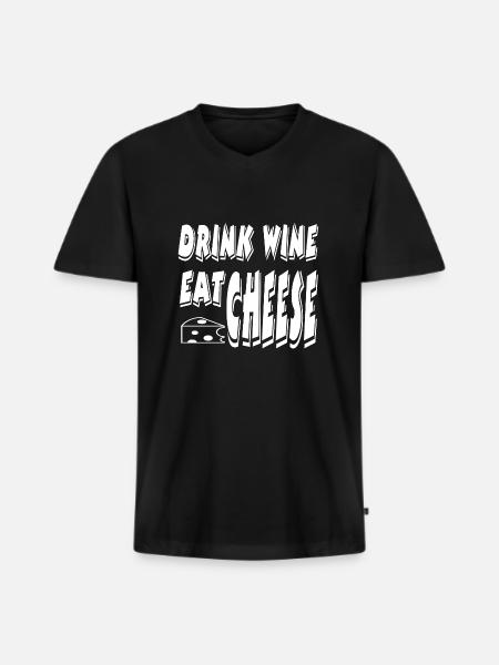 Wein - Männer Premium Bio T-Shirt mit V-Ausschnitt - Schwarz