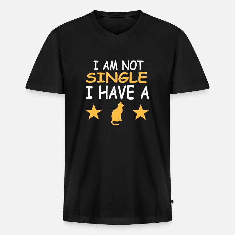 Katze - Männer Premium Bio T-Shirt mit V-Ausschnitt - Schwarz