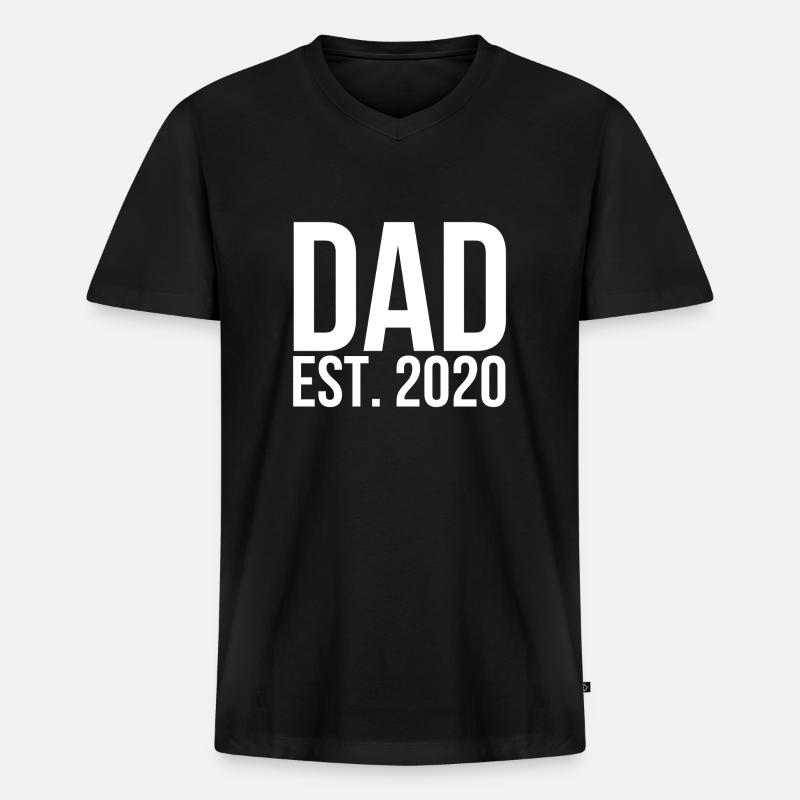 Dad est 2020 - Männer Premium Bio T-Shirt mit V-Ausschnitt - Schwarz