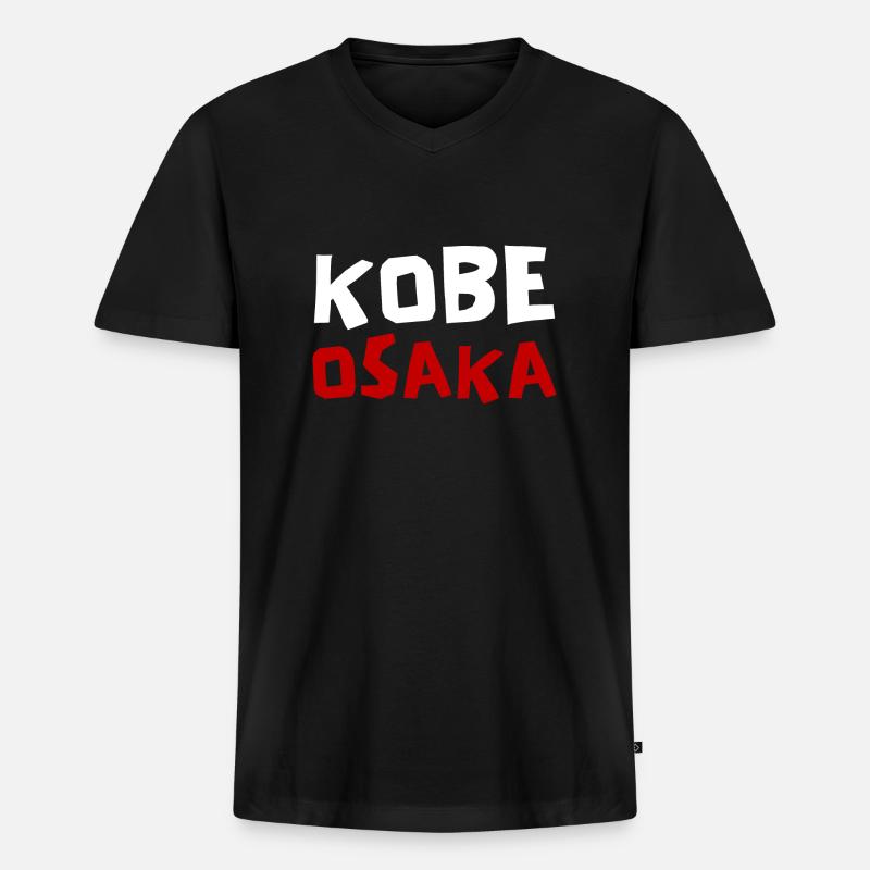Kobe Osaka Design Giappone - Maglietta ecologica premium da uomo con scollo a V - nero