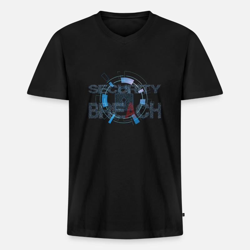 Security Breach - Männer Premium Bio T-Shirt mit V-Ausschnitt - Schwarz