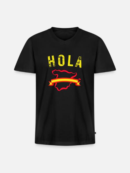 HOLA Vacances en Espagne - T-shirt encolure en V Premium bio Homme - noir