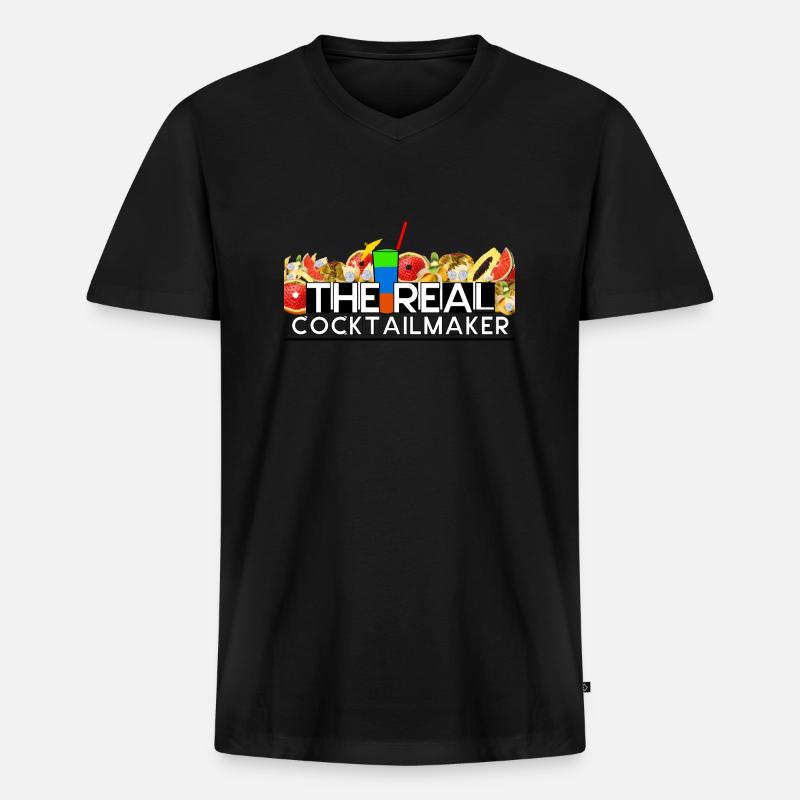 THE REAL COCKTAILMAKER - Männer Premium Bio T-Shirt mit V-Ausschnitt - Schwarz