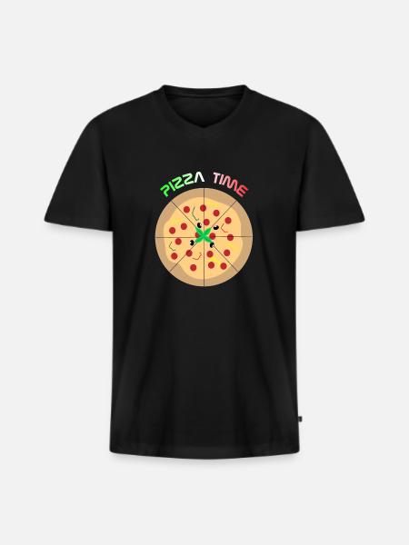 PIZZA ITALY - Men's Premium Organic T-shirt with V-neck - black