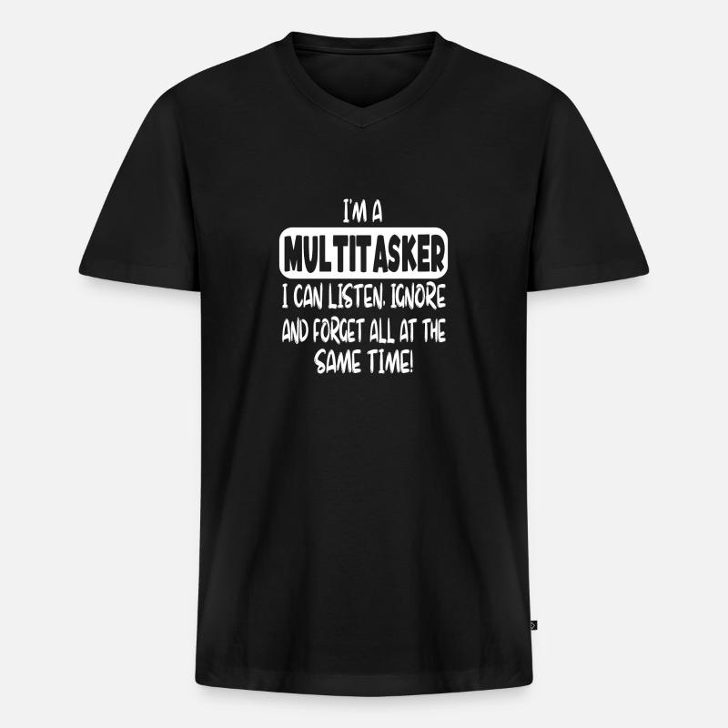 I'm a multitasker... - Männer Premium Bio T-Shirt mit V-Ausschnitt - Schwarz
