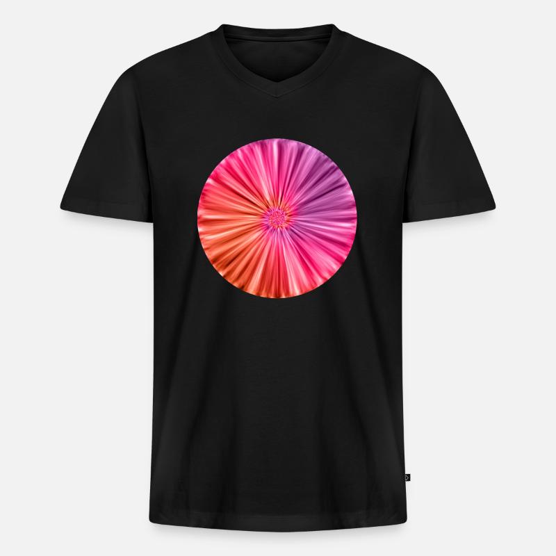 Tie Dye Floral Pattern - Männer Premium Bio T-Shirt mit V-Ausschnitt - Schwarz