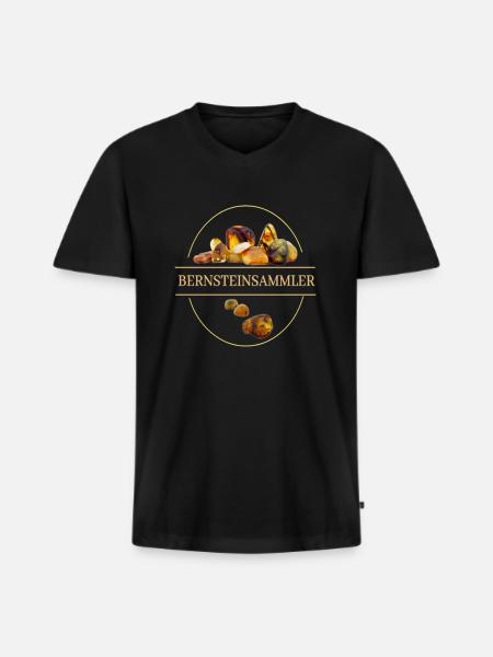 Bernsteinsammler - Männer Premium Bio T-Shirt mit V-Ausschnitt - Schwarz