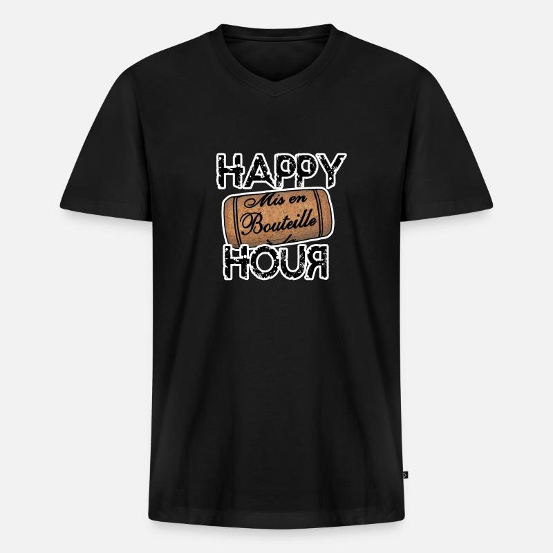 Der Aperitif-Stopper - Männer Premium Bio T-Shirt mit V-Ausschnitt - Schwarz