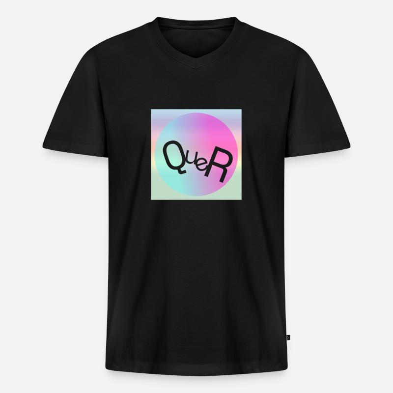 QUER - Männer Premium Bio T-Shirt mit V-Ausschnitt - Schwarz