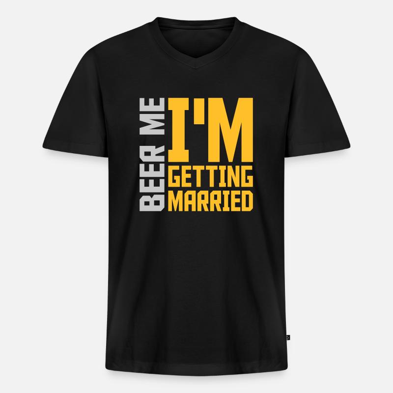 Beer Me Getting Married - Männer Premium Bio T-Shirt mit V-Ausschnitt - Schwarz