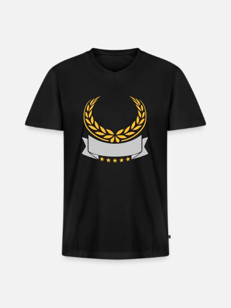 Banner Laurel Wreath Stars Empty - Men's Premium Organic T-shirt with V-neck - black