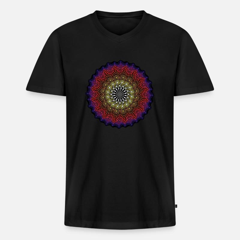 Dotted Mandala - Männer Premium Bio T-Shirt mit V-Ausschnitt - Schwarz