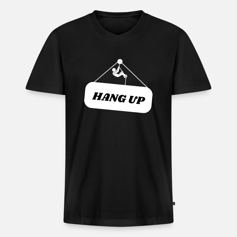 Hang Up - Männer Premium Bio T-Shirt mit V-Ausschnitt - Schwarz