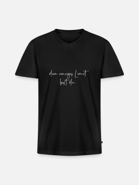 Dein einziges Limit bist du - Männer Premium Bio T-Shirt mit V-Ausschnitt - Schwarz