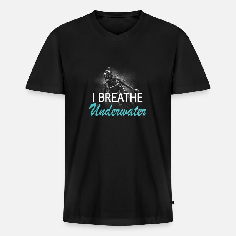 Ich atme unter Wasser - Männer Premium Bio T-Shirt mit V-Ausschnitt - Schwarz