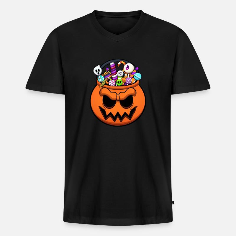 Halloween Trick oder Treat Süßigkeiten - Männer Premium Bio T-Shirt mit V-Ausschnitt - Schwarz